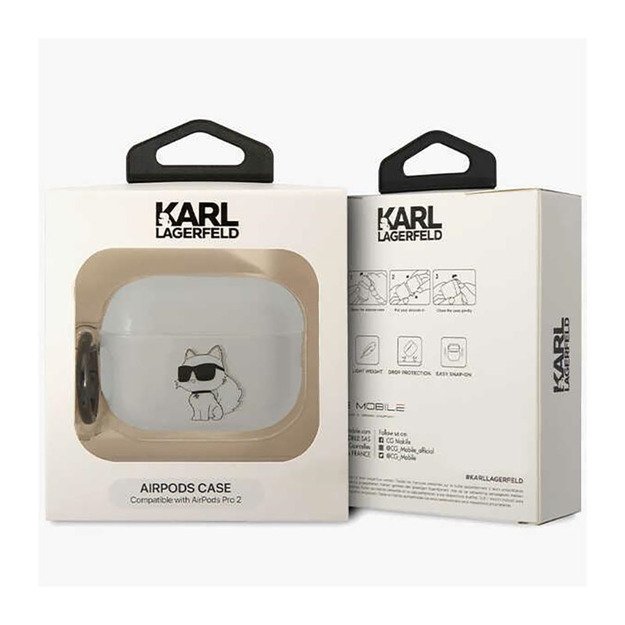 Karl Lagerfeld NFT Ikonik Choupette Head – dėklas, skirtas Apple AirPods Pro 2 (skaidrus)