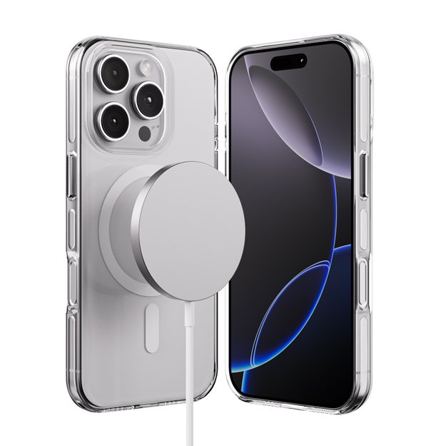 Crong Clear MAG Pro – dėklas iPhone 16 Pro Max MagSafe (baltas) 1