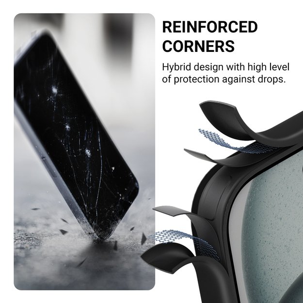 Crong Hybrid Frost MAG dangtelis – dėklas, skirtas iPhone 16e MagSafe (juodas) 7