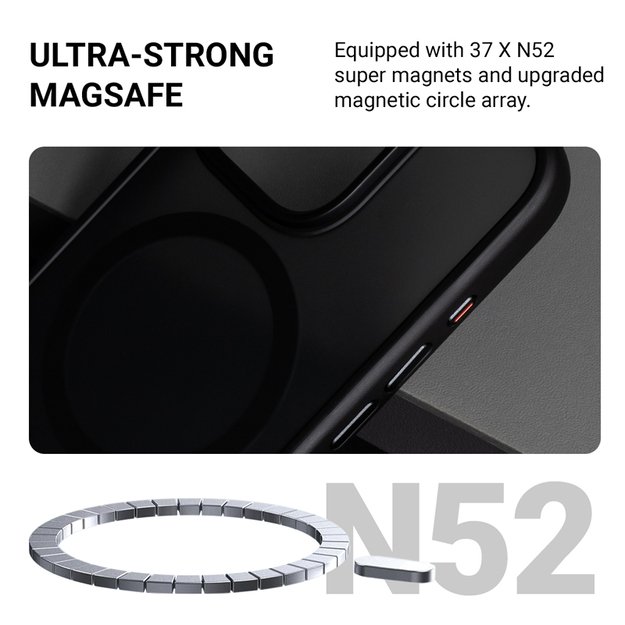 Crong Hybrid Frost MAG dangtelis – dėklas, skirtas iPhone 16e MagSafe (juodas) 6