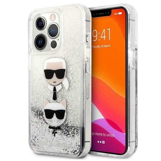 Karl Lagerfeld skysti blizgučiai Karl & Choupette Head – dėklas, skirtas iPhone 13 Pro (sidabras) 1 Karl Lagerfeld skysti blizgučiai Karl & Choupette Head – dėklas, skirtas iPhone 13 Pro (sidabras) 1
