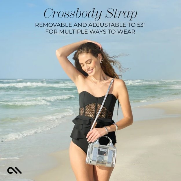 „Case-Mate“ mikro krepšys – vandeniui atsparus pečių krepšys (sidabrinis chromas / skaidrus) 41