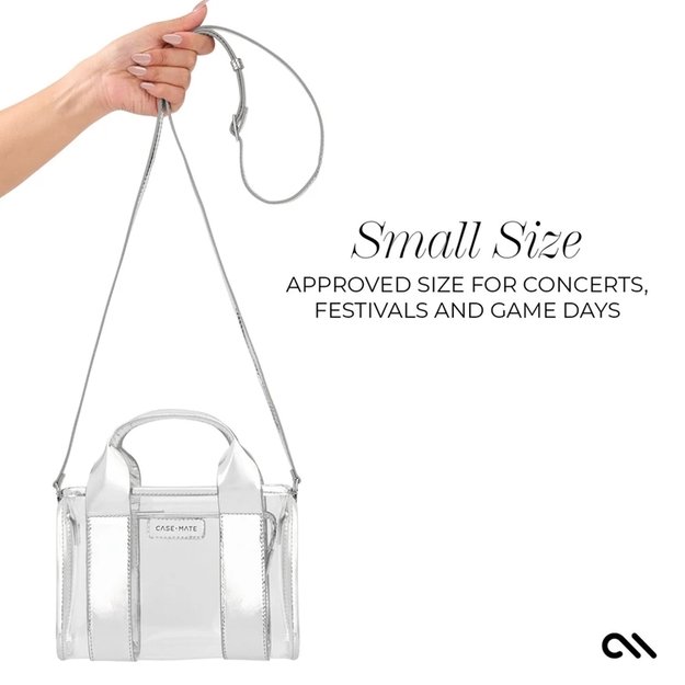 „Case-Mate“ mikro krepšys – vandeniui atsparus pečių krepšys (sidabrinis chromas / skaidrus) 10