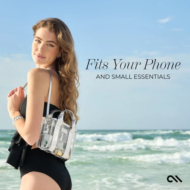 „Case-Mate“ mikro krepšys – vandeniui atsparus pečių krepšys (sidabrinis chromas / skaidrus) 40