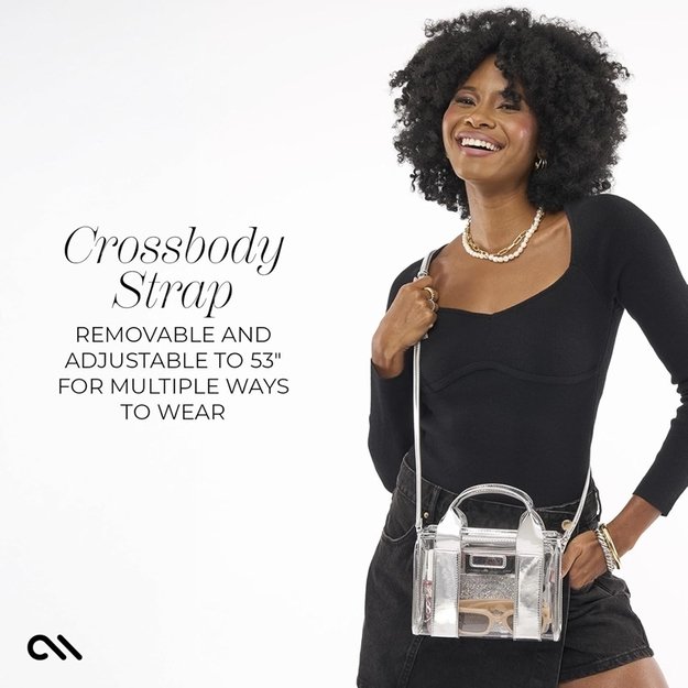 „Case-Mate“ mikro krepšys – vandeniui atsparus pečių krepšys (sidabrinis chromas / skaidrus) 35