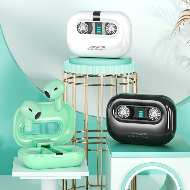 WEKOME VA06 Vanguard serija – Bluetooth V5.2 TWS belaidės ausinės su įkrovimo dėklu (balta)
