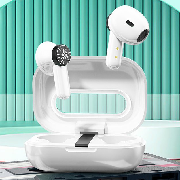 WEKOME VA06 Vanguard serija – Bluetooth V5.2 TWS belaidės ausinės su įkrovimo dėklu (balta) 18