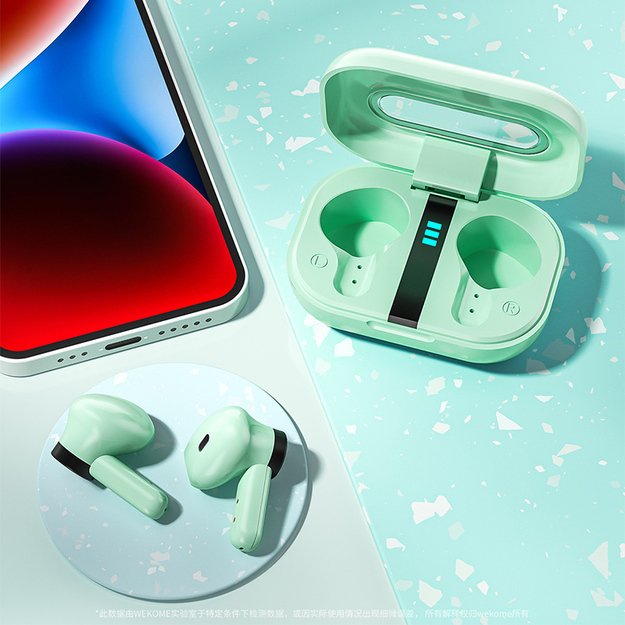 WEKOME VA06 Vanguard serija – Bluetooth V5.2 TWS belaidės ausinės su įkrovimo dėklu (balta) 21