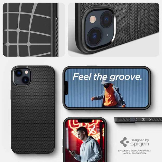 Spigen Liquid Air – dėklas, skirtas iPhone 15 Plus / iPhone 14 Plus (juodas)