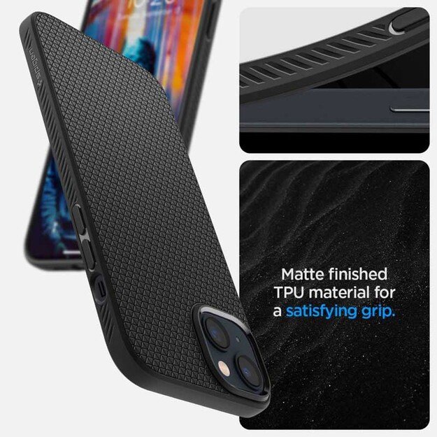 Spigen Liquid Air – dėklas, skirtas iPhone 15 Plus / iPhone 14 Plus (juodas)