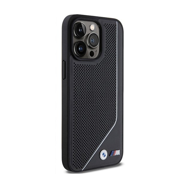 BMW perforuota susukta linija „MagSafe“ – dėklas, skirtas „iPhone 15 Pro“ (juodas)