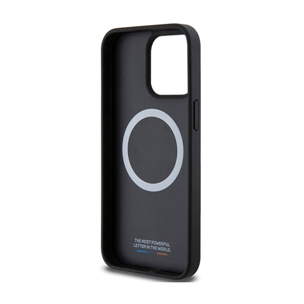 BMW perforuota susukta linija „MagSafe“ – dėklas, skirtas „iPhone 15 Pro“ (juodas)