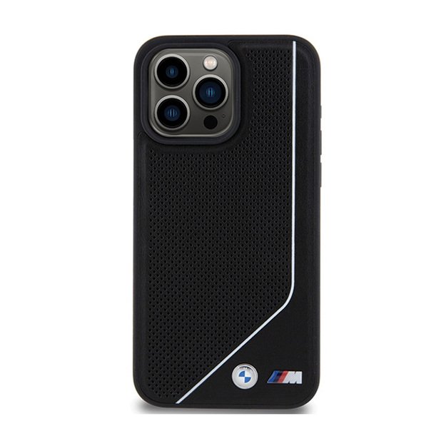 BMW perforuota susukta linija „MagSafe“ – dėklas, skirtas „iPhone 15 Pro“ (juodas)