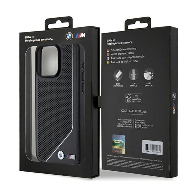 BMW perforuota susukta linija „MagSafe“ – dėklas, skirtas „iPhone 15 Pro“ (juodas)
