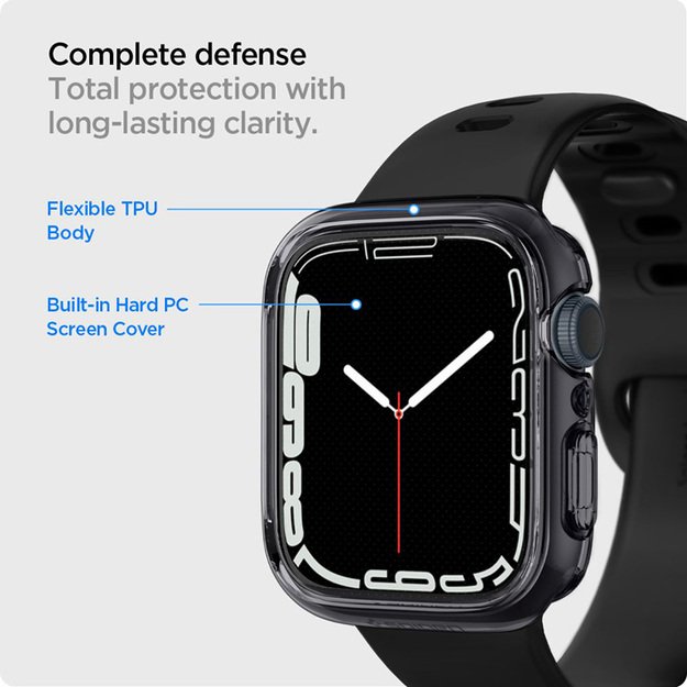 „Spigen Ultra Hybrid“ – dėklas, skirtas „Apple Watch 7/8/9“ (41 mm) (skaidrus)