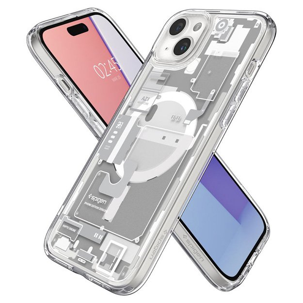 „Spigen Ultra Hybrid MagSafe“ dėklas, skirtas „iPhone 15“ (baltas, „Zero One“)