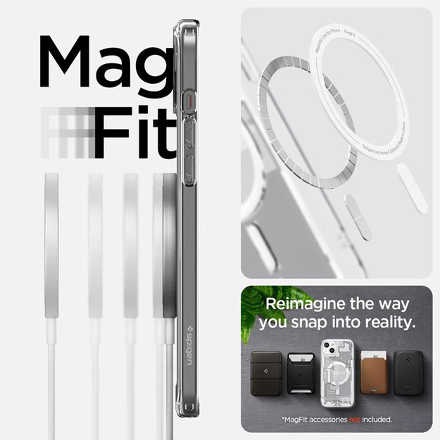 „Spigen Ultra Hybrid MagSafe“ dėklas, skirtas „iPhone 15“ (baltas, „Zero One“)