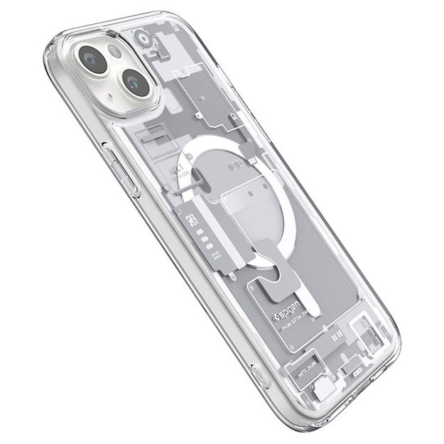 „Spigen Ultra Hybrid MagSafe“ dėklas, skirtas „iPhone 15“ (baltas, „Zero One“)