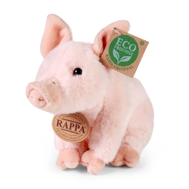 Pliušinis žaislas Rappa - realistiškas sėdintis paršelis 18 cm, ekologiškas 4