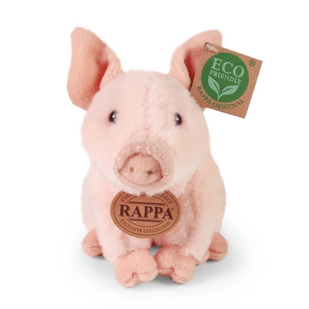 Pliušinis žaislas Rappa - realistiškas sėdintis paršelis 18 cm, ekologiškas 3