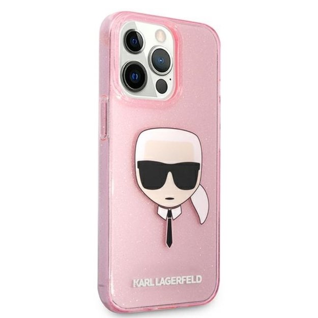 Karl Lagerfeld Karl's Head Glitter dėklas, skirtas iPhone 13 Pro Max (rožinis) 6