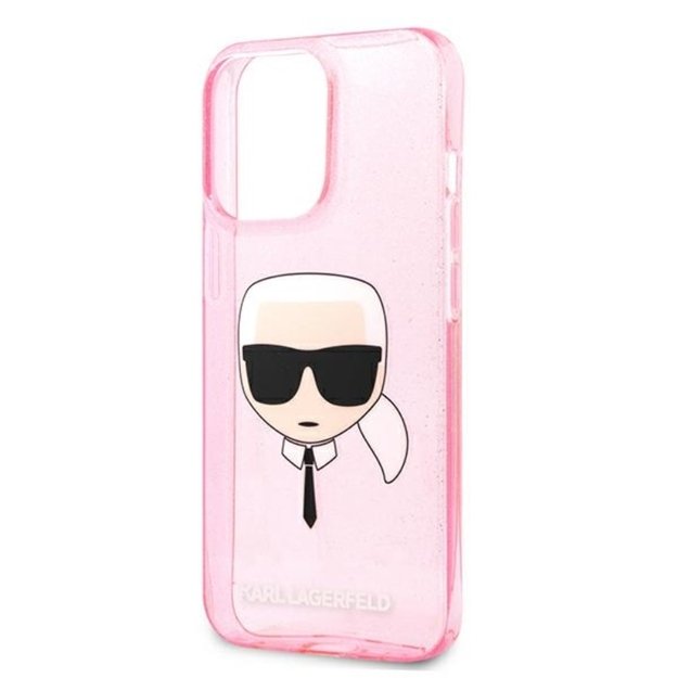 Karl Lagerfeld Karl's Head Glitter dėklas, skirtas iPhone 13 Pro Max (rožinis) 3