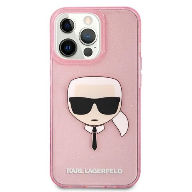 Karl Lagerfeld Karl's Head Glitter dėklas, skirtas iPhone 13 Pro Max (rožinis) 5