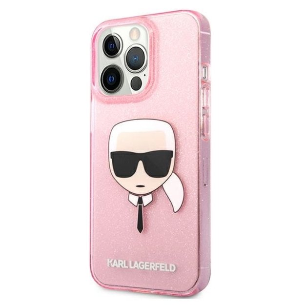 Karl Lagerfeld Karl's Head Glitter dėklas, skirtas iPhone 13 Pro Max (rožinis) 4