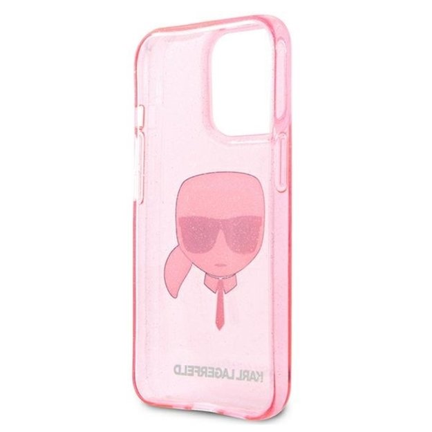Karl Lagerfeld Karl's Head Glitter dėklas, skirtas iPhone 13 Pro Max (rožinis) 2