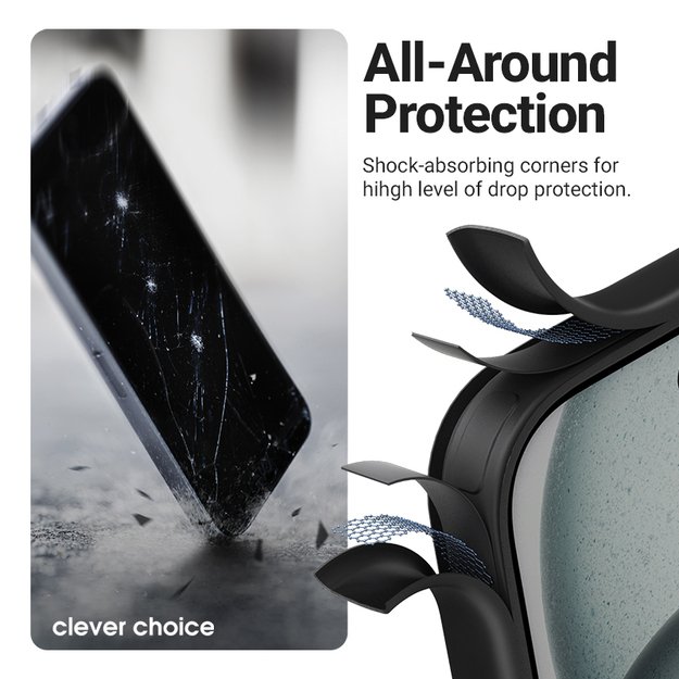„Crong Hybrid Frost MAG“ dėklas – „MagSafe iPhone 17“ (juodas) 3