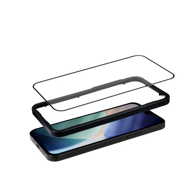 „Crong 3D Armour Glass“ – grūdintas stiklas iPhone 17 Pro telefonui + montavimo rėmelis 3