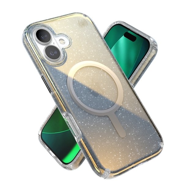 „Speck Presidio Lux MagSafe“ dėklas, skirtas „iPhone 17“ (hiperveidrodžio blizgučiai / sidabrinis metalinis) 2