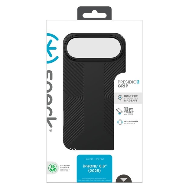 „Speck Presidio2 Grip MagSafe“ dėklas „iPhone 17 Air“ (juodas / pilkas / baltas) 9