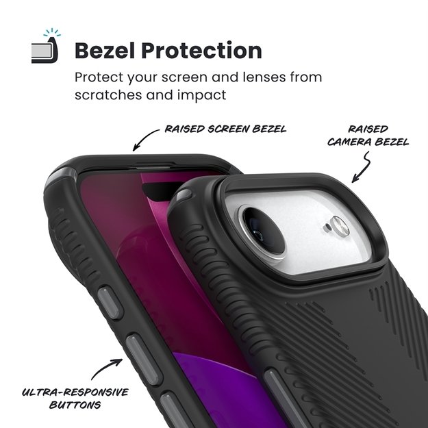 „Speck Presidio2 Grip MagSafe“ dėklas „iPhone 17 Air“ (juodas / pilkas / baltas) 13
