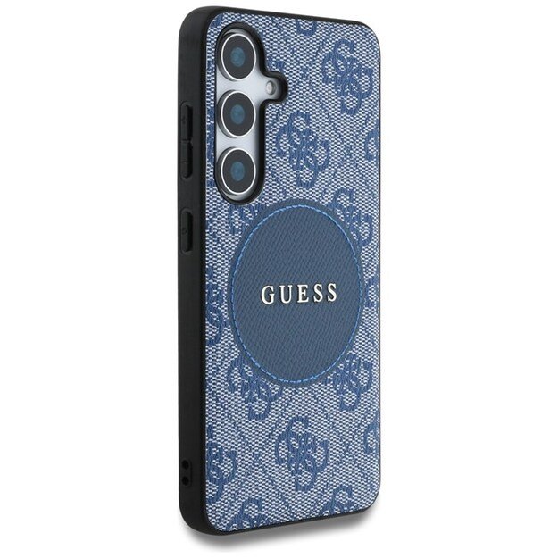 „Guess 4G Round Patch Classic Logo MagSafe“ dėklas, skirtas „Samsung Galaxy S25“ (mėlynas) 4