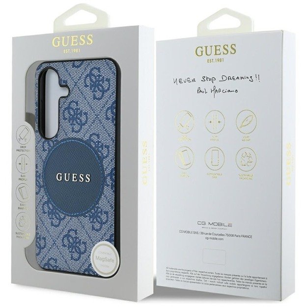 „Guess 4G Round Patch Classic Logo MagSafe“ dėklas, skirtas „Samsung Galaxy S25“ (mėlynas) 8