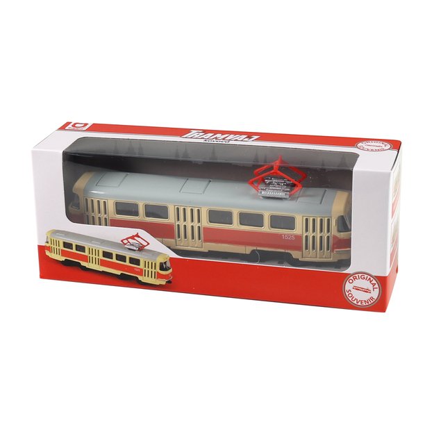 Metalinis čekiškas retro tramvajus 16 cm 2