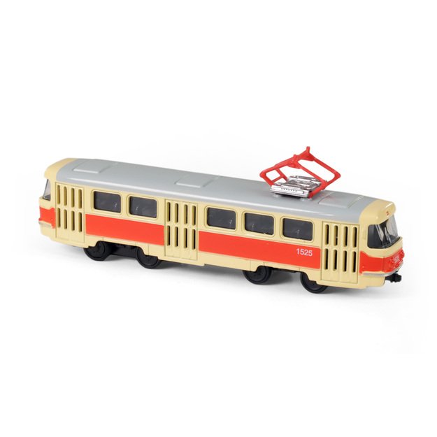 Metalinis čekiškas retro tramvajus 16 cm 1