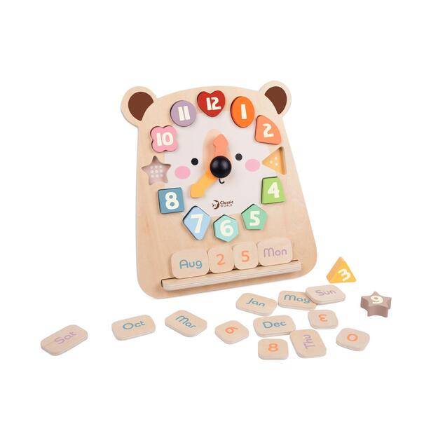 Wooden clock insert bear in a box