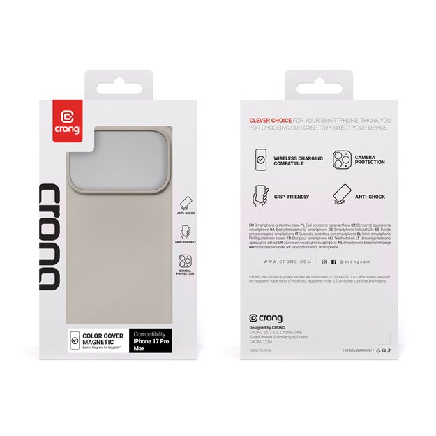 „Crong Color Cover Magnetic“ dėklas „MagSafe iPhone 17 Pro Max“ (akmens smėlio spalvos) 4