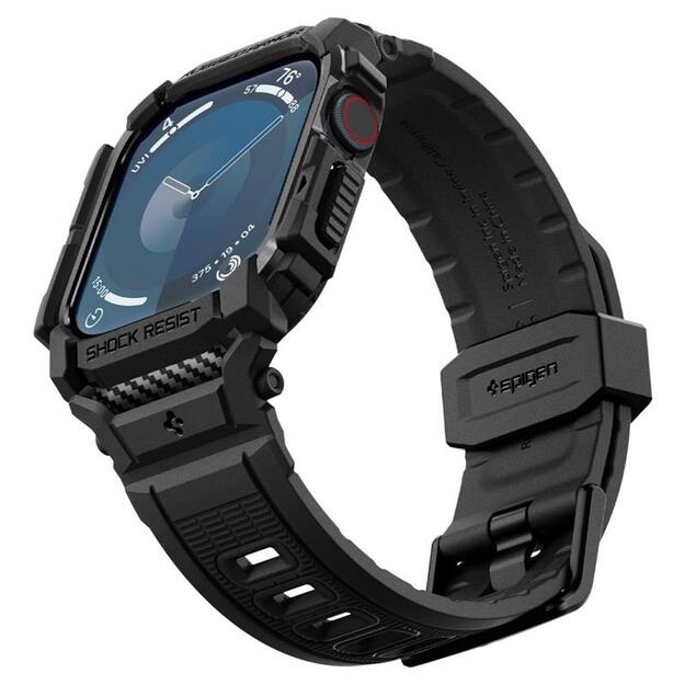 „Spigen Rugged Armor Pro“ – dirželis su dėklu, skirtas „Apple Watch 10“ (46 mm) (matinis juodas) 2
