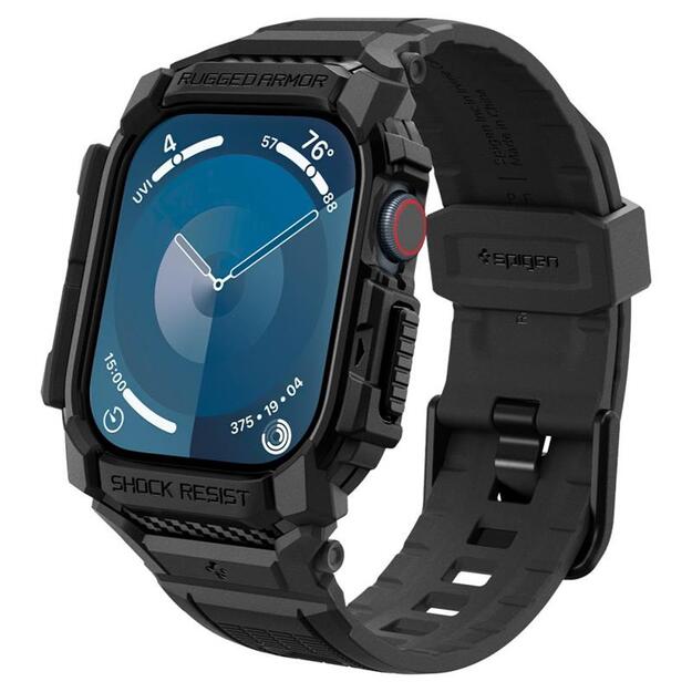 „Spigen Rugged Armor Pro“ – dirželis su dėklu, skirtas „Apple Watch 10“ (46 mm) (matinis juodas) 1