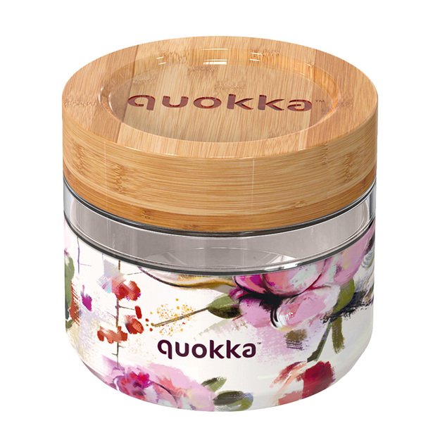 „Quokka Deli Food Jar“ - Stiklinė maisto talpa / priešpiečių dėžutė 500 ml (Dark Flowers) 1