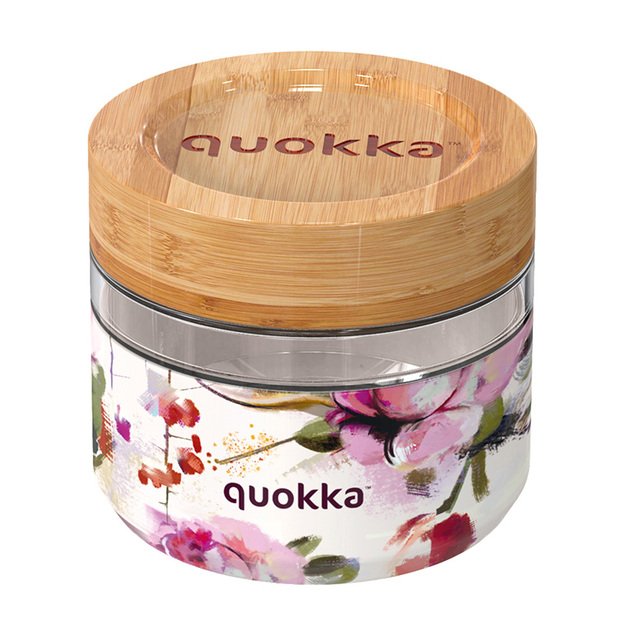 „Quokka Deli Food Jar“ - Stiklinė maisto talpa / priešpiečių dėžutė 500 ml (Dark Flowers)