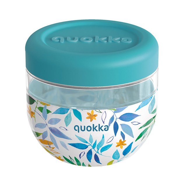 Quokka Bubble Food Jar - Plastikinė maisto talpa / priešpiečių dėžutė 770 ml (Akvarelės lapai)