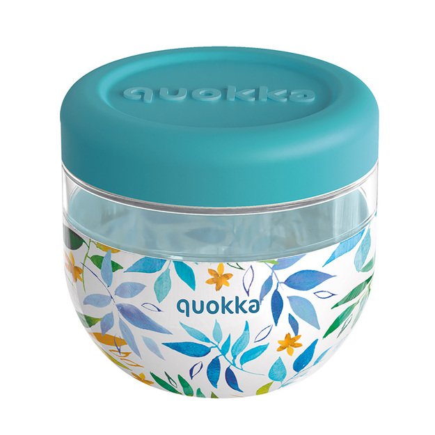 Quokka Bubble Food Jar - Plastikinė maisto talpa / priešpiečių dėžutė 770 ml (Akvarelės lapai) 4