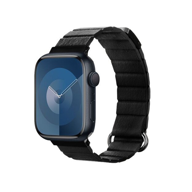 Crong Eclipse – magnetinis odinis dirželis Apple Watch 42/44/45/49 mm (juodas)