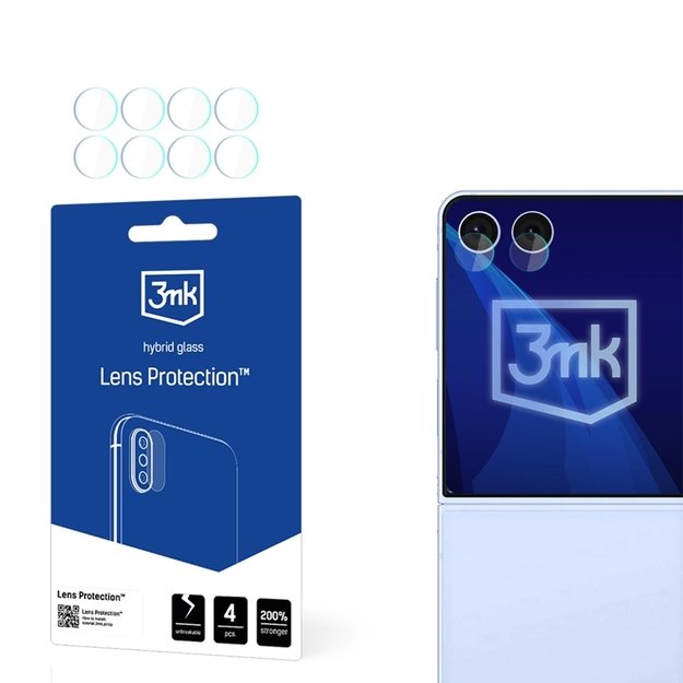 3mk objektyvo apsauga - Kameros objektyvo stiklas, skirtas „Samsung Galaxy Z Flip 7“ (4 komplektai)
