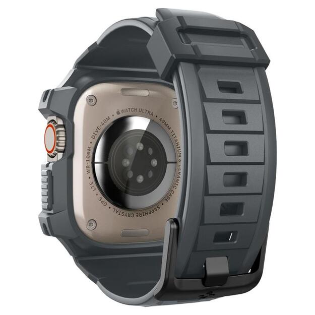 Spigen Rugged Armor Pro – dirželis su dėklu Apple Watch Ultra 49 mm (tamsiai pilkas)