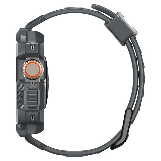 Spigen Rugged Armor Pro – dirželis su dėklu Apple Watch Ultra 49 mm (tamsiai pilkas)